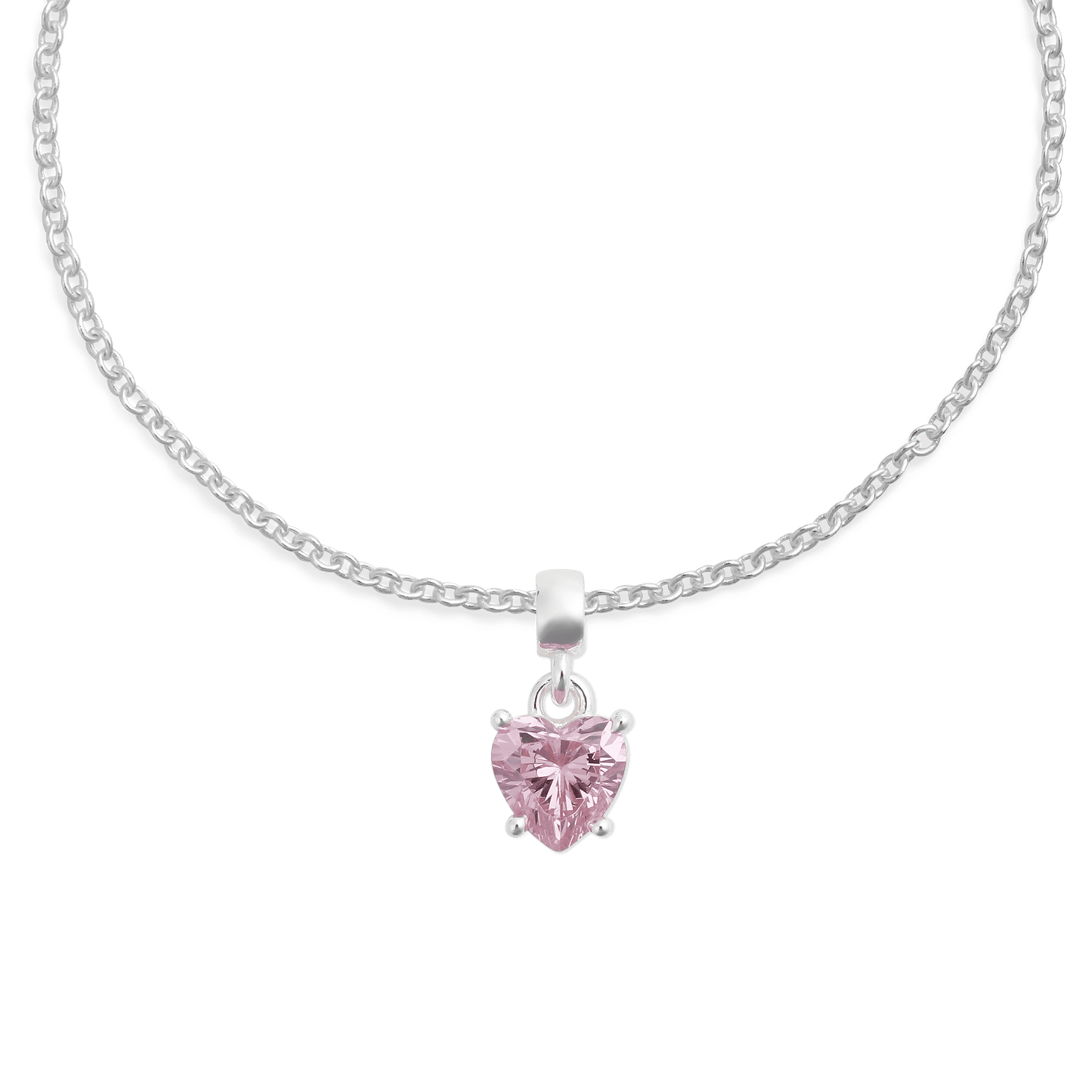 Charm Heart Crystal Pink Silver
