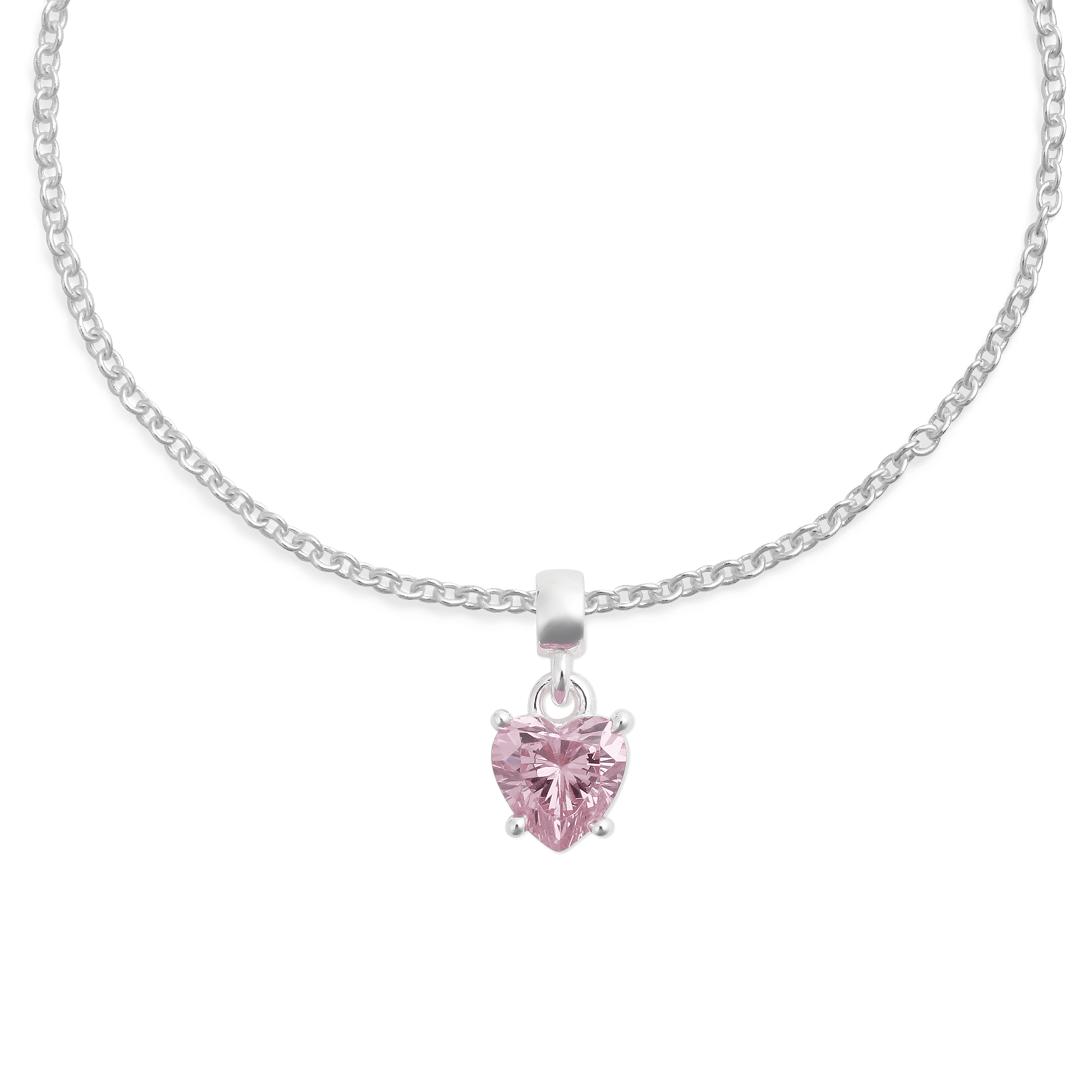 Charm Heart Crystal Pink Silver