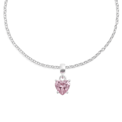 Charm Heart Crystal Pink Silver