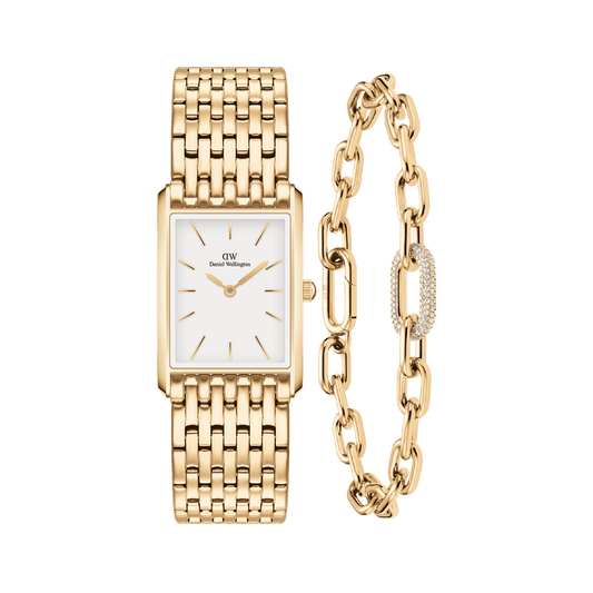 Bound 9 Link & Crystal Link Bracelet Gold