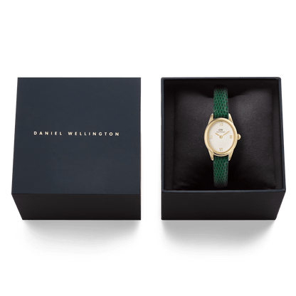 Ophelia Mini Green Lizard White Guilloché Gold