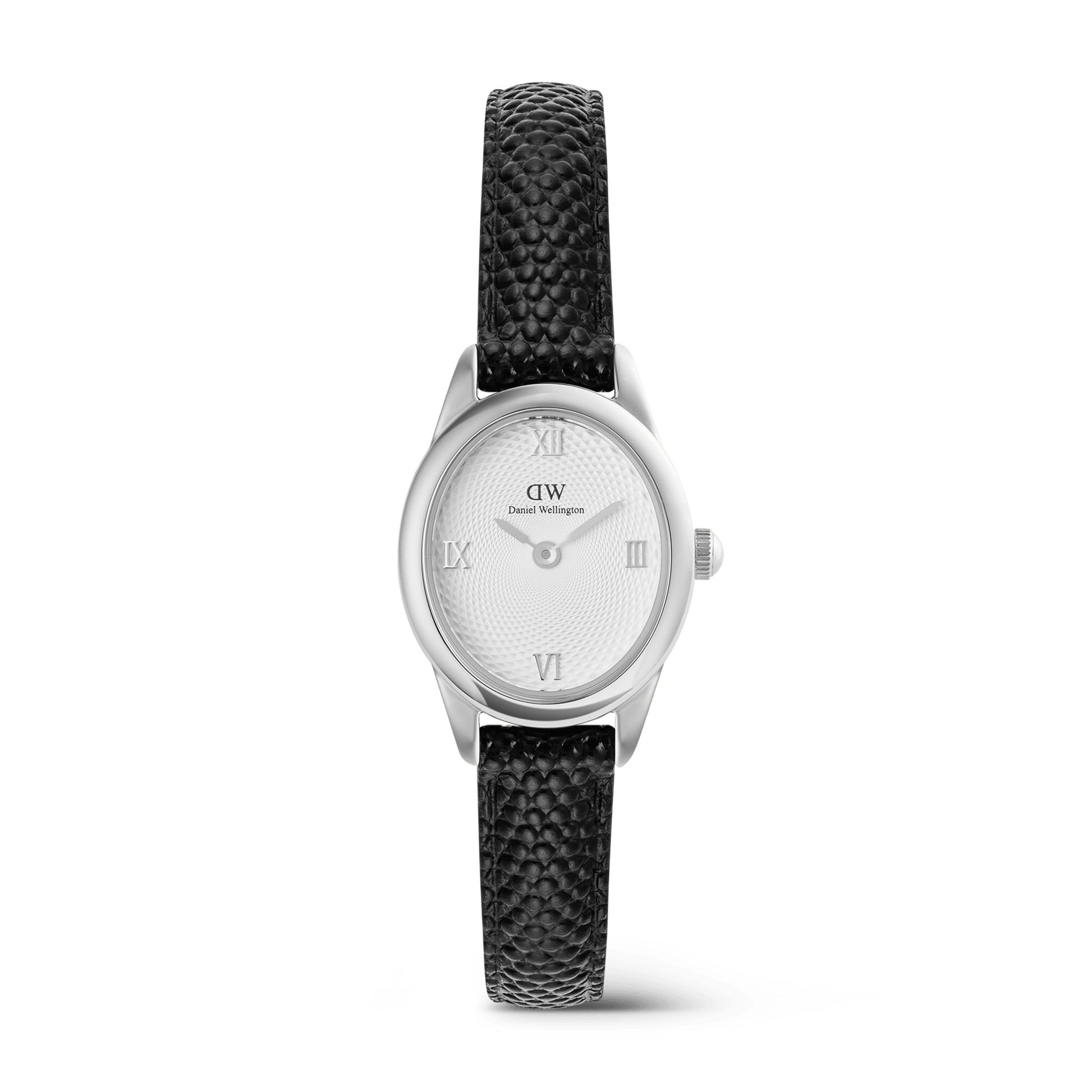 Ophelia Mini Black Lizard White Guilloché Silver