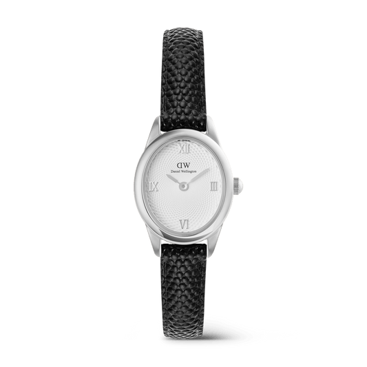 Ophelia Mini Black Lizard White Guilloché Silver