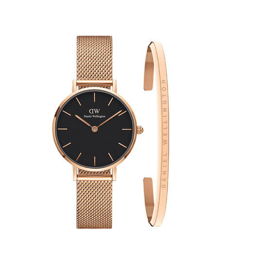 Classic Bracelet Rose Gold + Petite Melrose Black Rose Gold