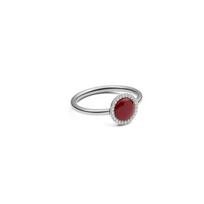 Audrey Ring  Red Agathe Silver