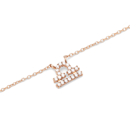Crystal Zodiac Chain Necklace Rose Gold