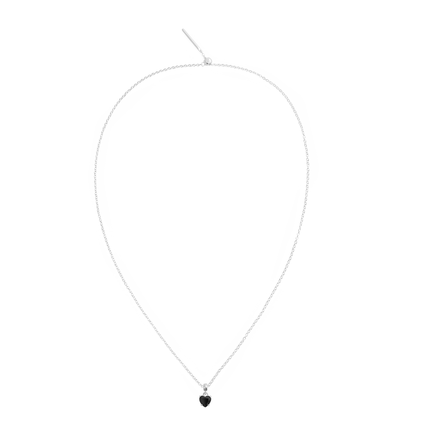 Charm Heart Crystal Black Silver