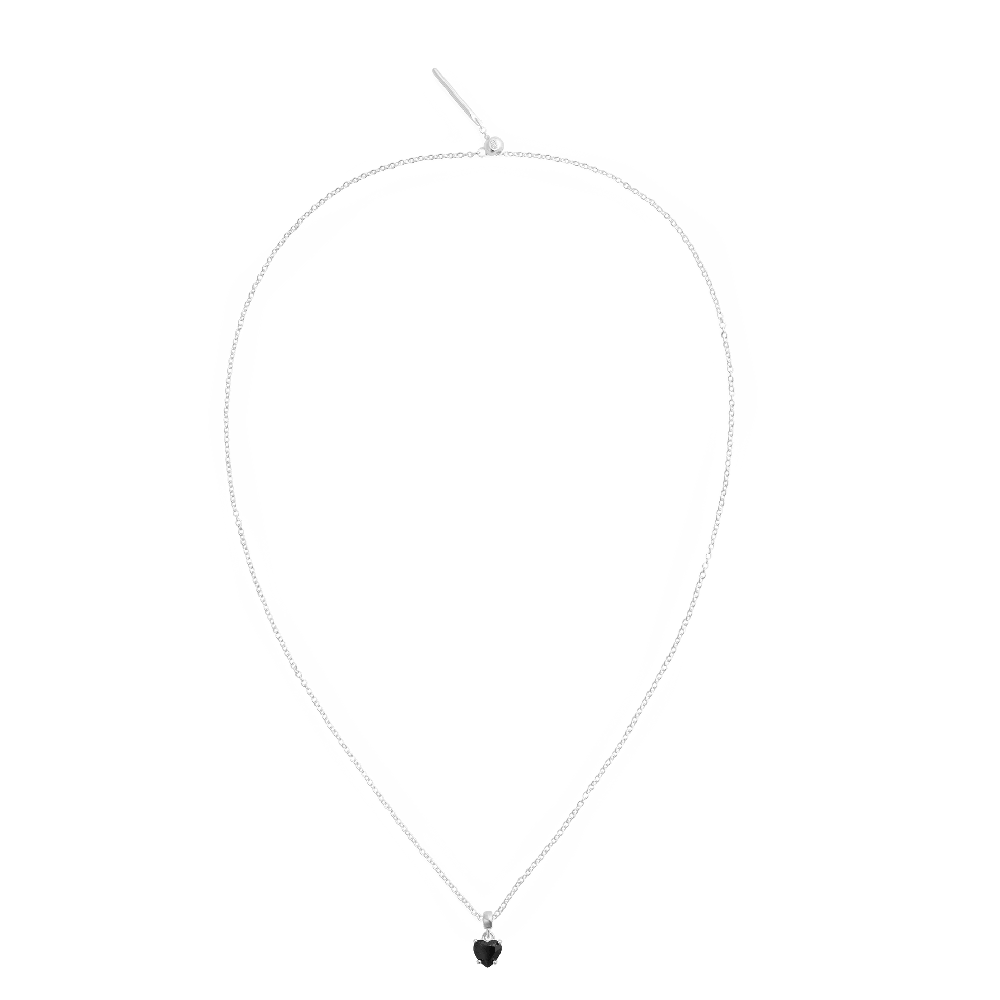 Charm Heart Crystal Black Silver