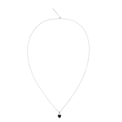 Charm Heart Crystal Black Silver