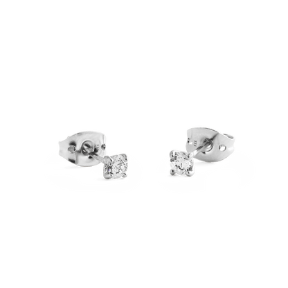 Mirelle Solitaire Stud Earrings Silver