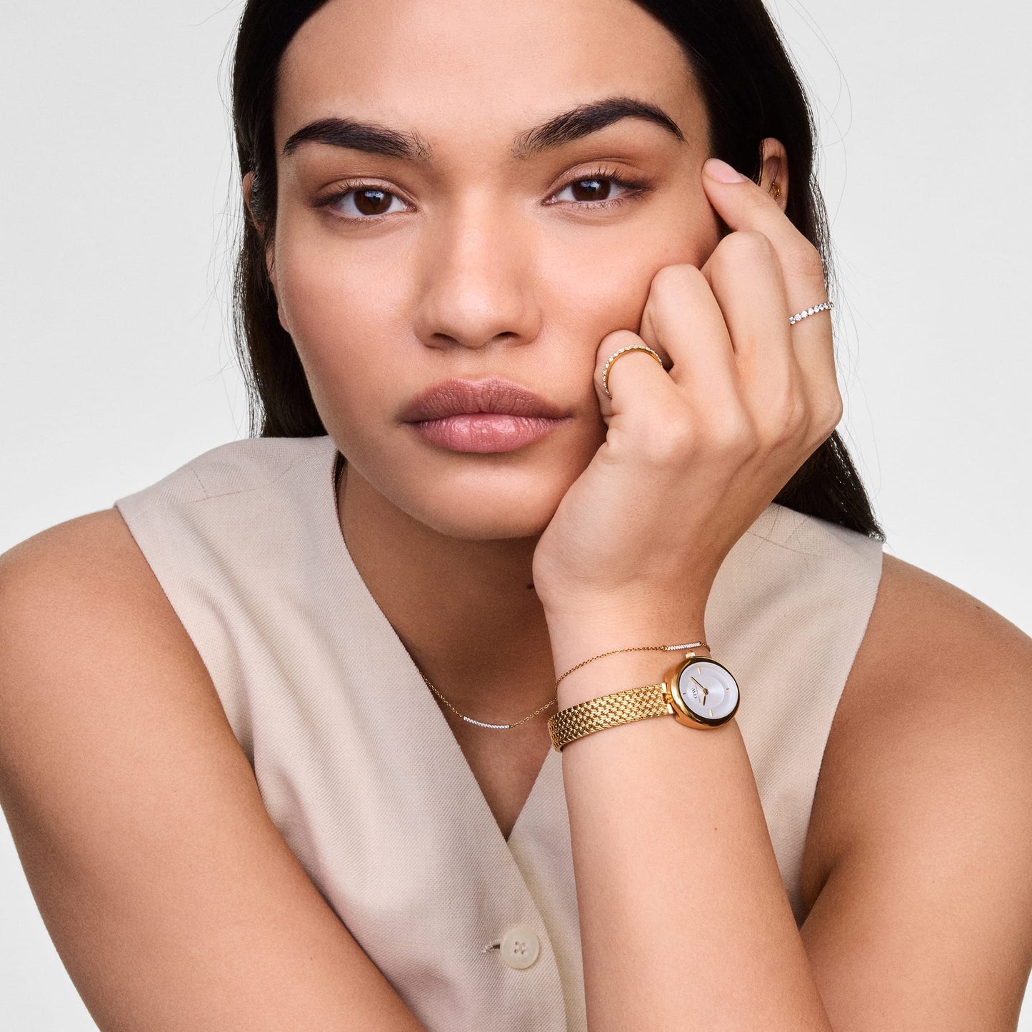 Juliette Braided Mesh White Sunray Gold