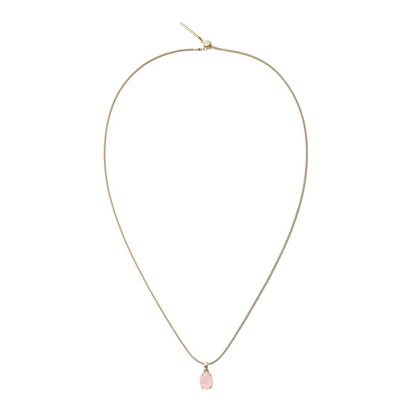 Rose Quartz Oval Gold Charm
