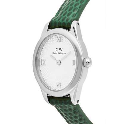 Ophelia Mini Green Lizard White Guilloché Silver