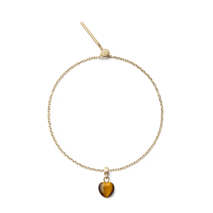 Tiger eye Heart Gold Charm