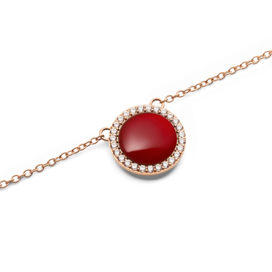 Audrey Necklace  Red Agathe Rose Gold