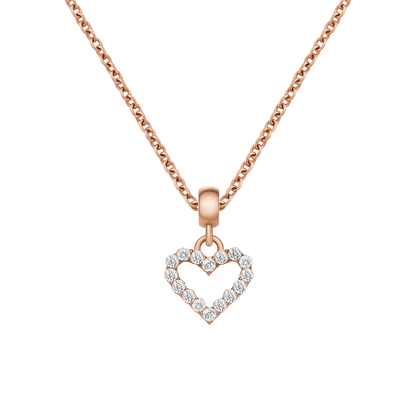 Heart Contour White Crystal Charm Rose Gold