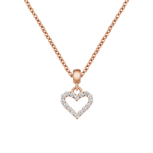 Heart Contour White Crystal Charm Rose Gold