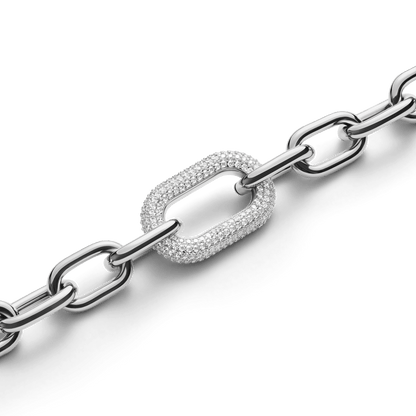 Crystal Link Necklace Silver