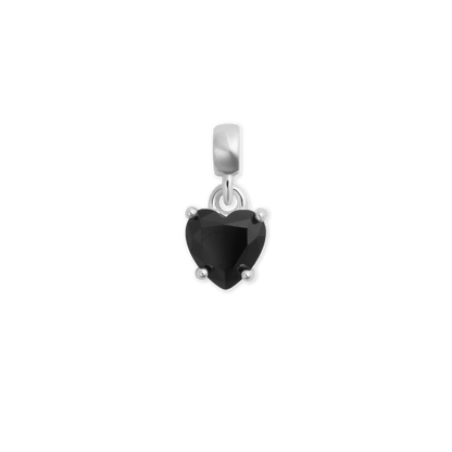 Charm Heart Crystal Black Silver