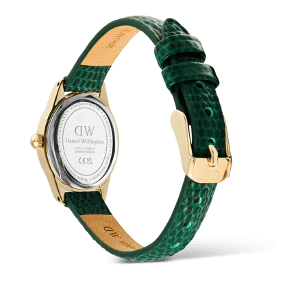 Ophelia Mini Green Lizard White Guilloché Gold