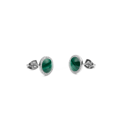 Audrey Earrings Malachite Silver