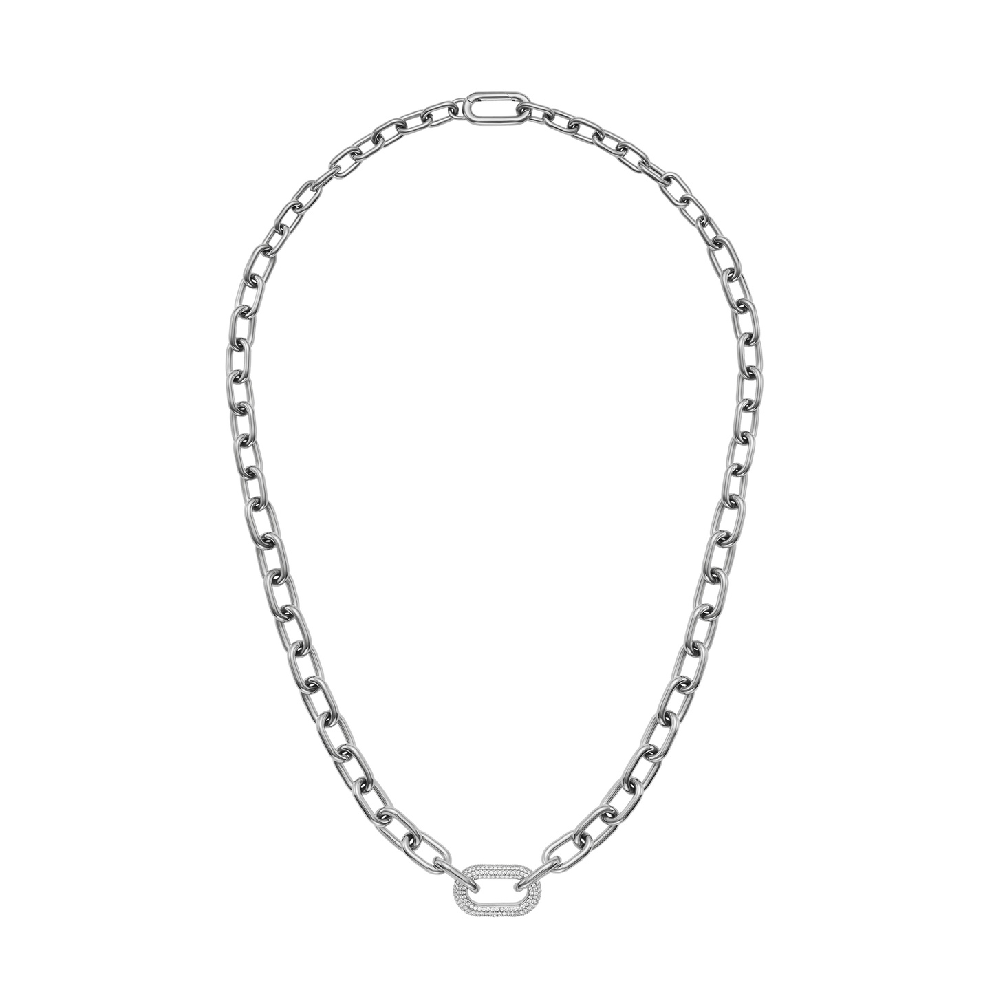Crystal Link Necklace Silver