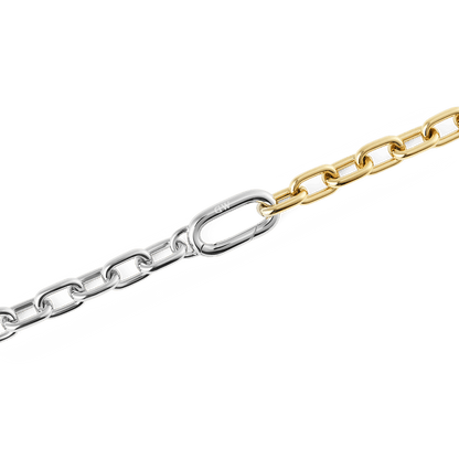 Contrast Link Necklace Two Tone Gold