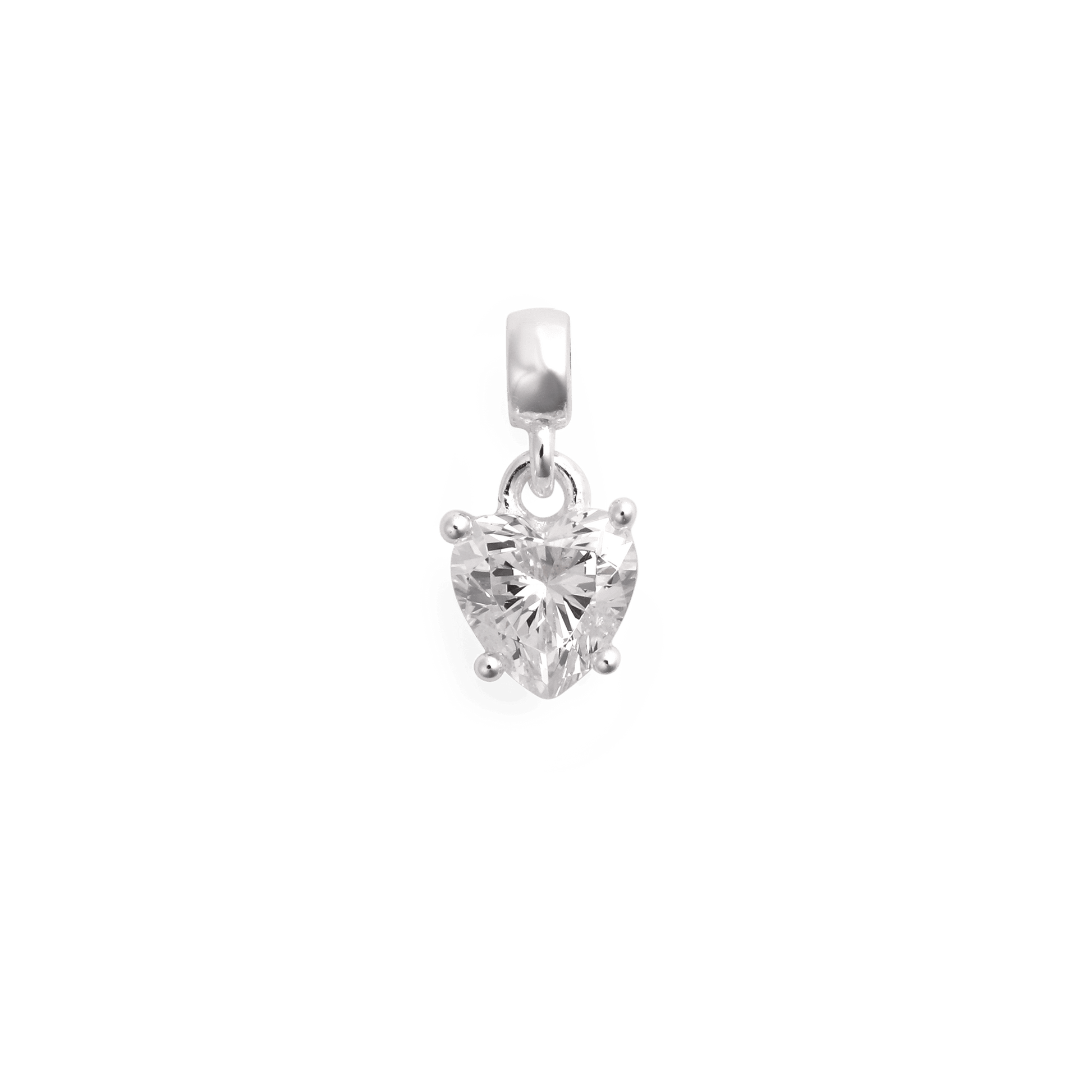 Heart White Crystal Charm S925 Sterling Silver