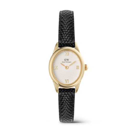 Ophelia Mini Black Lizard White Guilloché Gold