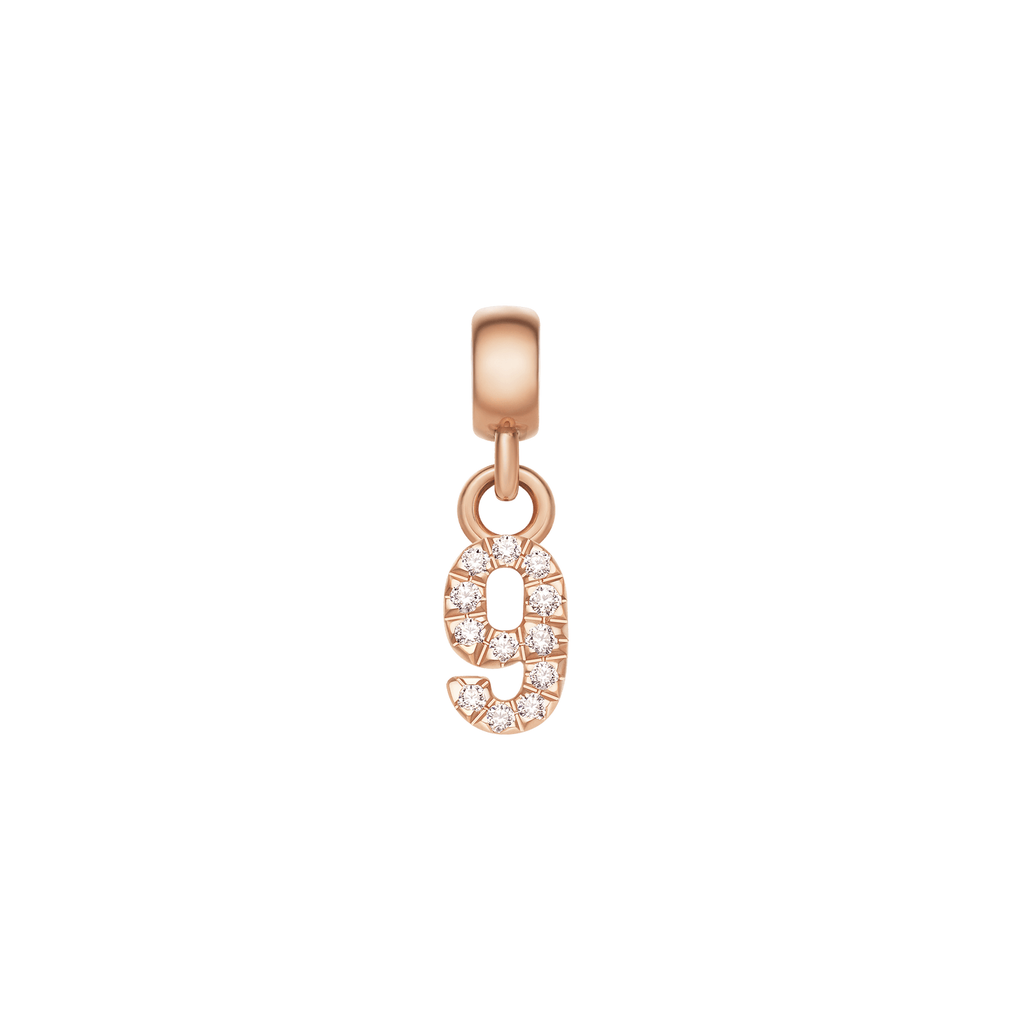 Crystal Number Charm Rose Gold