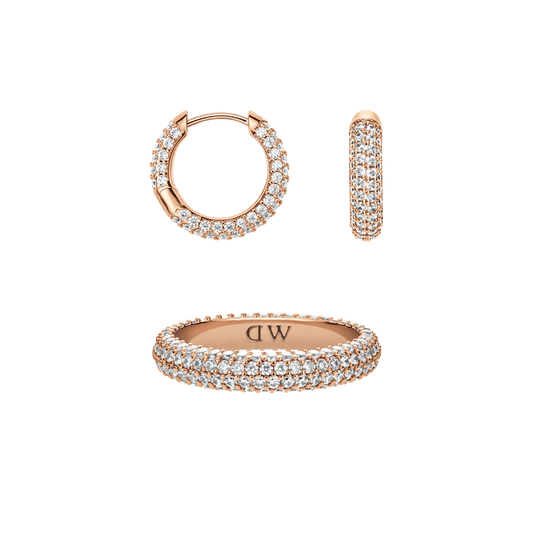 Pavé Ring & Earrings Rose Gold Set