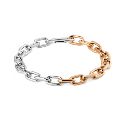Contrast Link Bracelet Two Tone Rose Gold