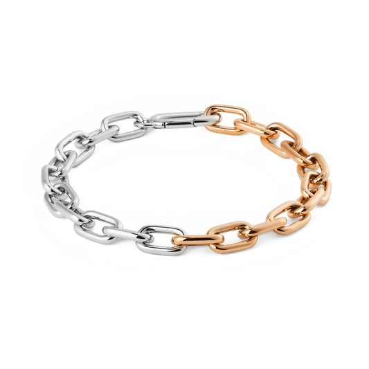 Contrast Link Bracelet Two Tone Rose Gold