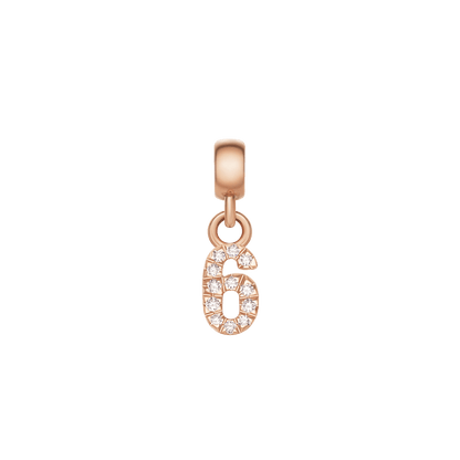 Crystal Number Charm Rose Gold