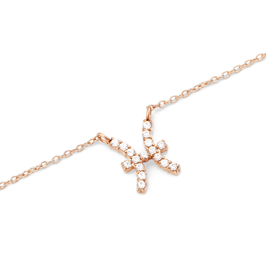 Crystal Zodiac Chain Necklace Rose Gold