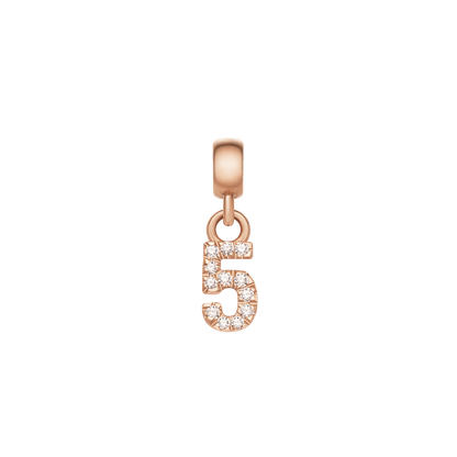 Crystal Number Charm Rose Gold