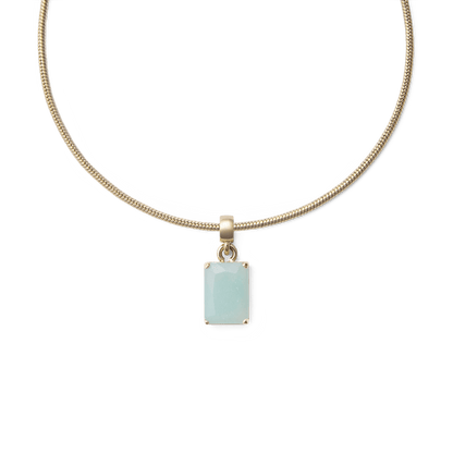 Amazonite Octagon Gold Charm