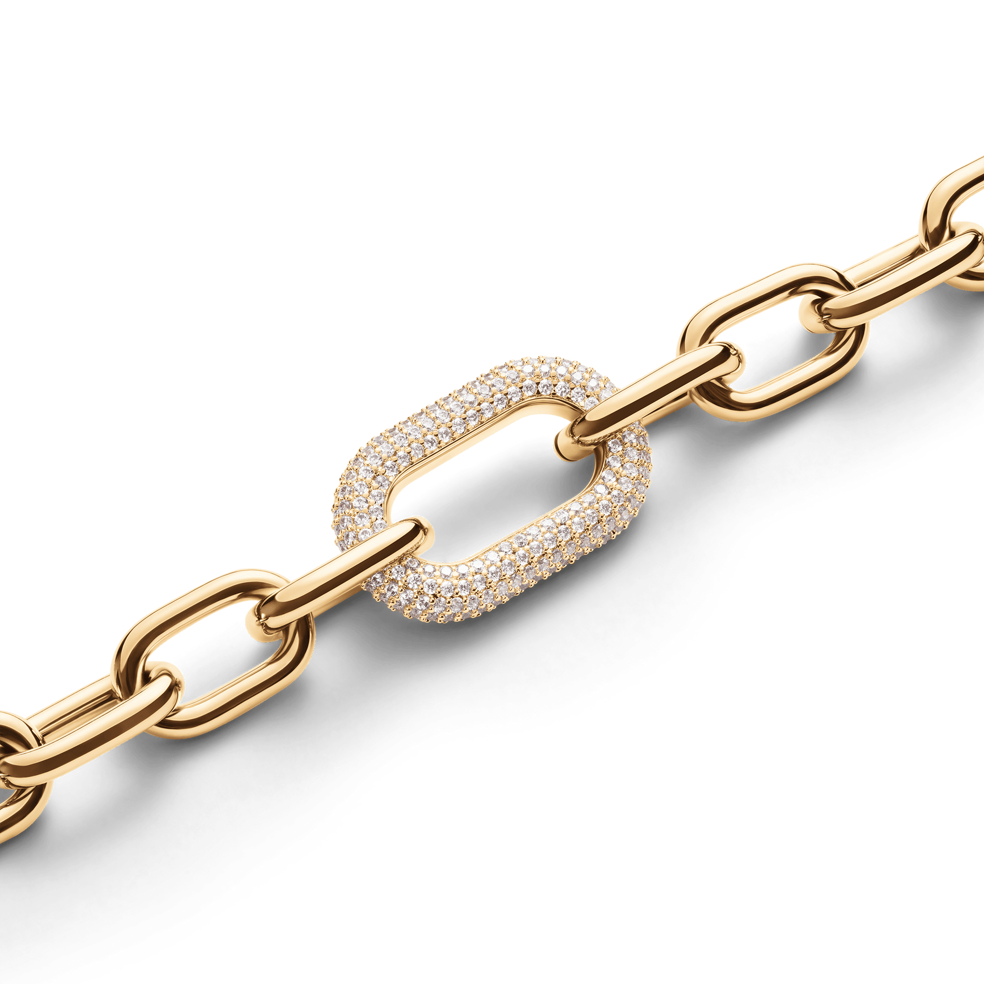 Bound Black Crocodile & Crystal Link Bracelet Gold