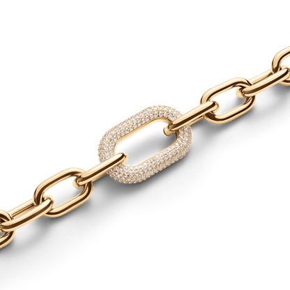 Bound Black Crocodile & Crystal Link Bracelet Gold