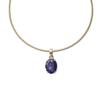 Blue Spot Oval Gold Charm