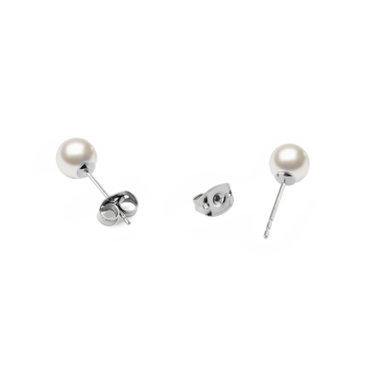 Pearl Stud Earrings Silver
