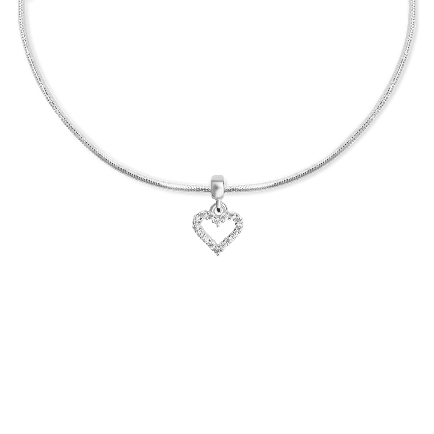 Heart Contour White Crystal Charm