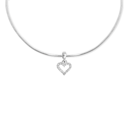 Heart Contour White Crystal Charm